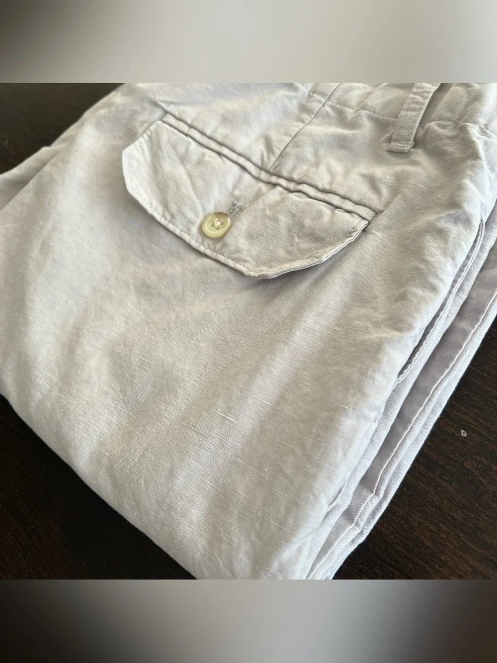 Banana Republic Chino Dress Pants Men 33x30 Ivory Linen Blend Modern Relaxed Fit